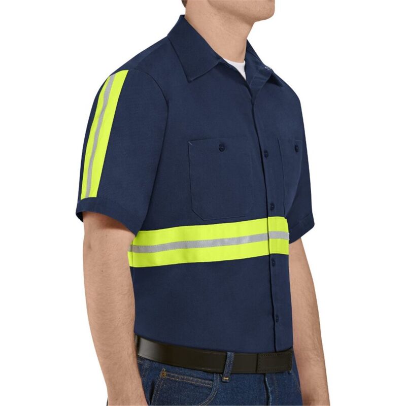 Men's Tall Enhanced Visibility Short Sleeve Cotton Work Shirt Thumbnail